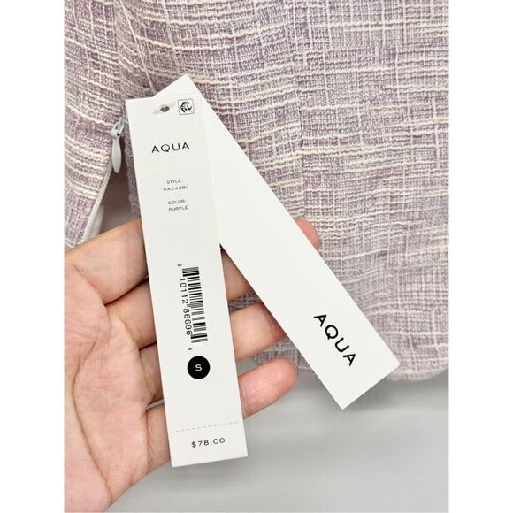 AQUA Tweed Scalloped Crop Top Size Small Lilac Side Zip Closure NWT - Picture 8 of 8